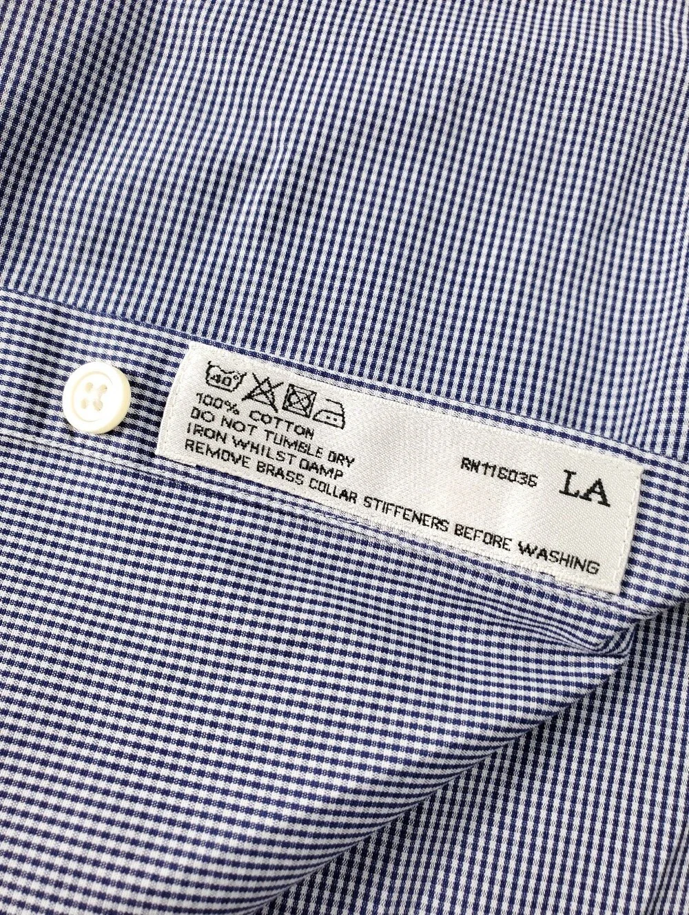 Charles Tyrwhitt Gingham Dress Shirt 16.5 35 Tailored Navy White Business Casual